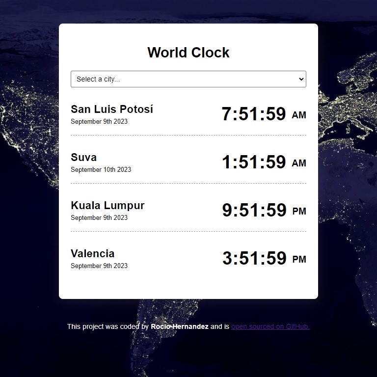 World Clock project preview